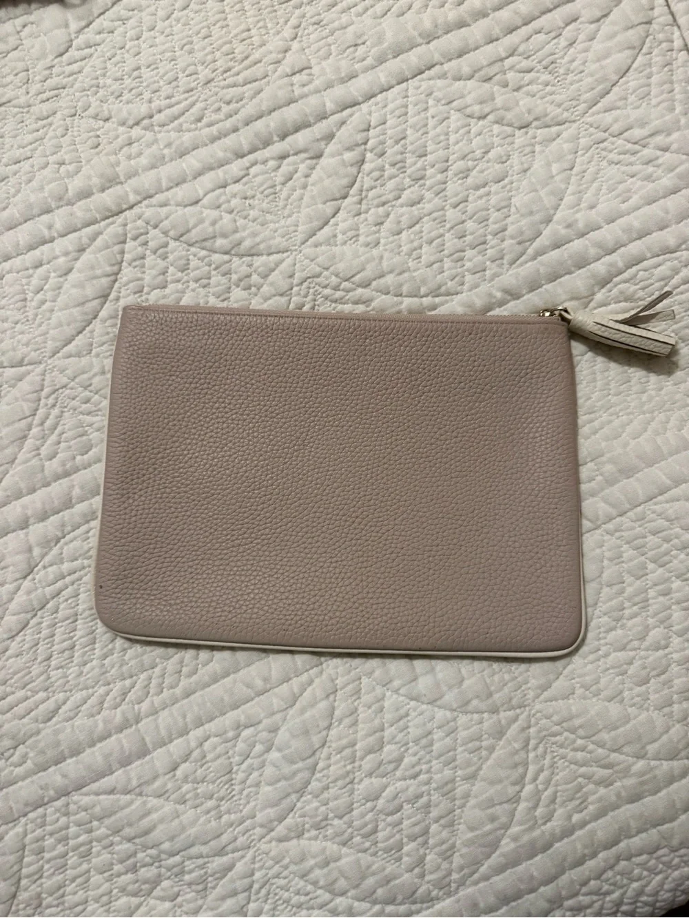 Kate Spade Leather Zip Pouch beige